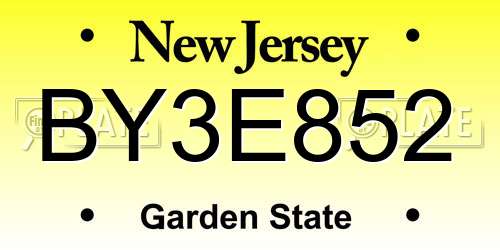 BY3E852 New Jersey License Plate