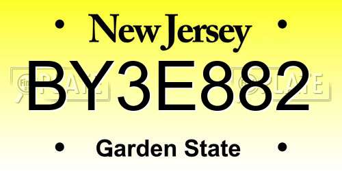 BY3E882 New Jersey License Plate