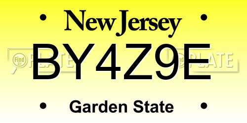 BY4Z9E New Jersey License Plate