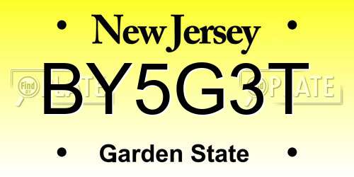 BY5G3T New Jersey License Plate