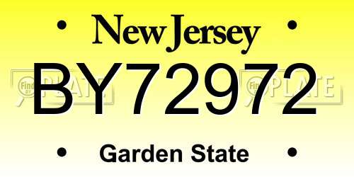 BY72972 New Jersey License Plate