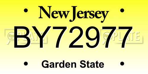 BY72977 New Jersey License Plate