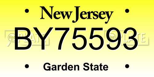 BY75593 New Jersey License Plate
