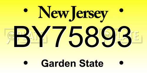 BY75893 New Jersey License Plate