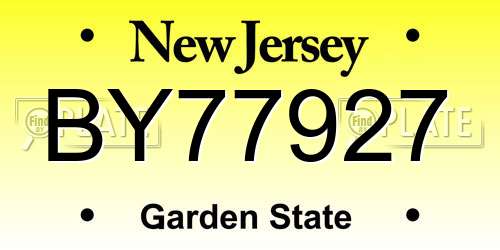 BY77927 New Jersey License Plate