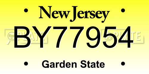 BY77954 New Jersey License Plate