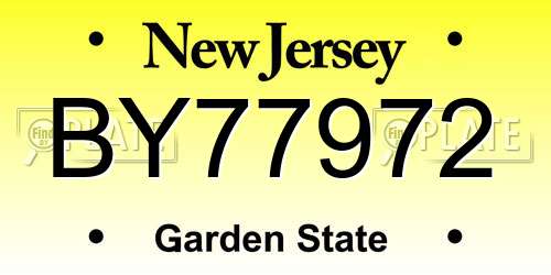 BY77972 New Jersey License Plate