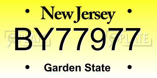 BY77977 New Jersey License Plate