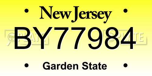 BY77984 New Jersey License Plate