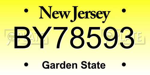 BY78593 New Jersey License Plate