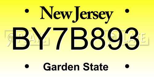 BY7B893 New Jersey License Plate