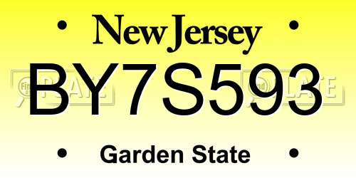 BY7S593 New Jersey License Plate