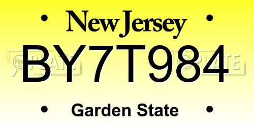BY7T984 New Jersey License Plate