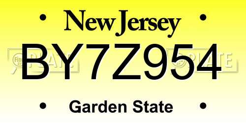 BY7Z954 New Jersey License Plate