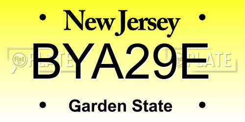 BYA29E New Jersey License Plate