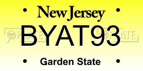 BYAT93 New Jersey License Plate