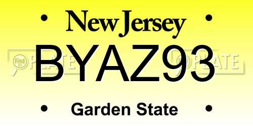 BYAZ93 New Jersey License Plate