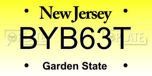 BYB63T New Jersey License Plate