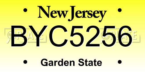 BYC5256 New Jersey License Plate