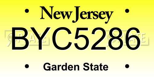 BYC5286 New Jersey License Plate