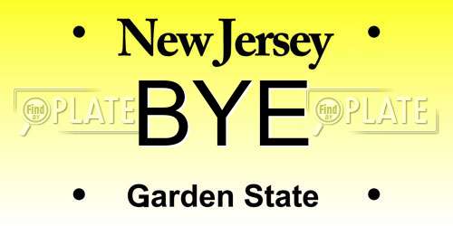 BYE New Jersey License Plate
