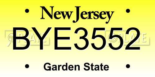 BYE3552 New Jersey License Plate