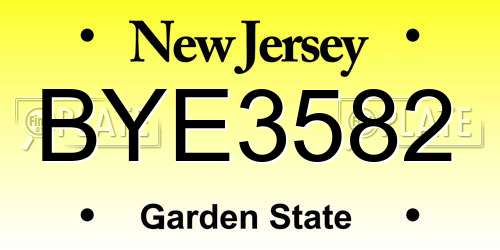 BYE3582 New Jersey License Plate