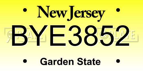 BYE3852 New Jersey License Plate