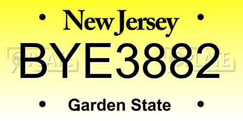 BYE3882 New Jersey License Plate