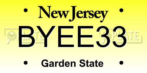 BYEE33 New Jersey License Plate