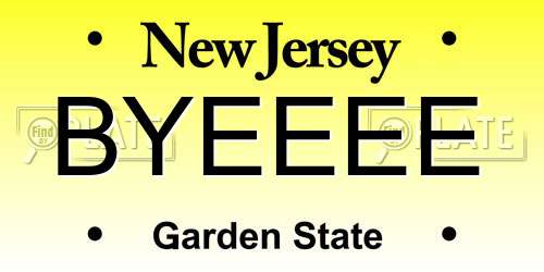 BYEEEE New Jersey License Plate