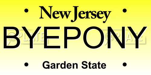 BYEPONY New Jersey License Plate