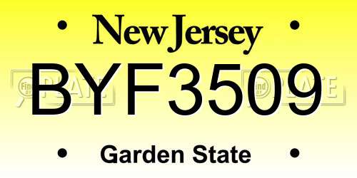 BYF3509 New Jersey License Plate