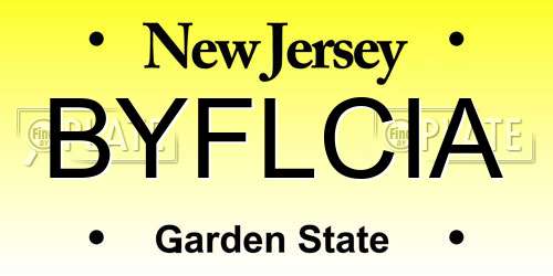 BYFLCIA New Jersey License Plate