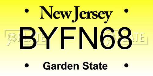 BYFN68 New Jersey License Plate