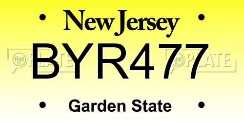 BYR477 New Jersey License Plate