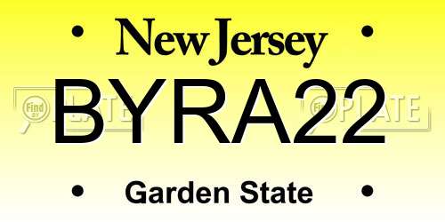 BYRA22 New Jersey License Plate