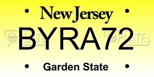 BYRA72 New Jersey License Plate