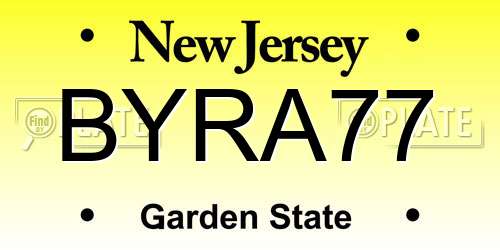 BYRA77 New Jersey License Plate
