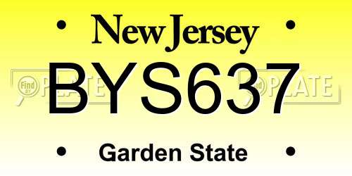 BYS637 New Jersey License Plate
