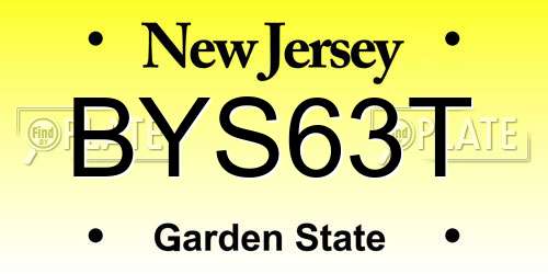 BYS63T New Jersey License Plate