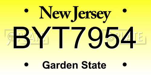 BYT7954 New Jersey License Plate
