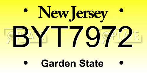 BYT7972 New Jersey License Plate