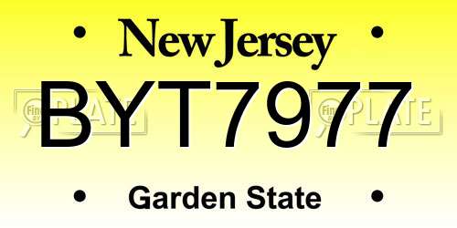 BYT7977 New Jersey License Plate