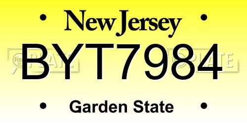 BYT7984 New Jersey License Plate