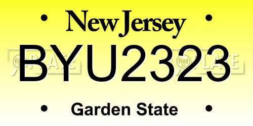 BYU2323 New Jersey License Plate