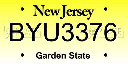 BYU3376 New Jersey License Plate
