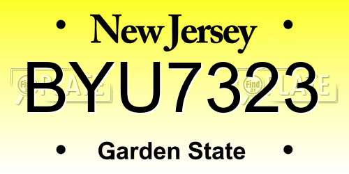BYU7323 New Jersey License Plate