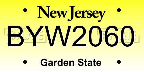 BYW2060 New Jersey License Plate