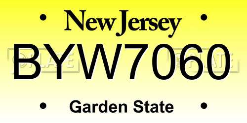 BYW7060 New Jersey License Plate